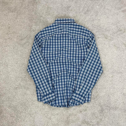 Blue checkered Columbia technical shirt Medium women's long sleeve button up autumn y2k style