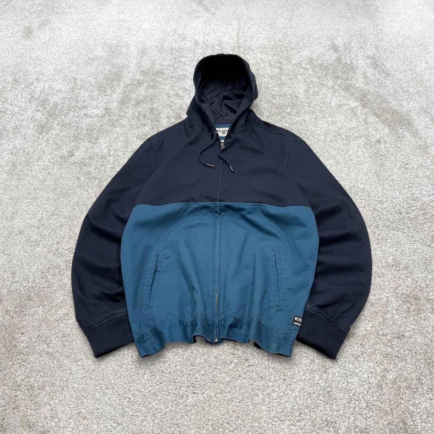 00s Billabong technical jacket M men's y2k navy blue skate style hooded full zip jacket casual surf