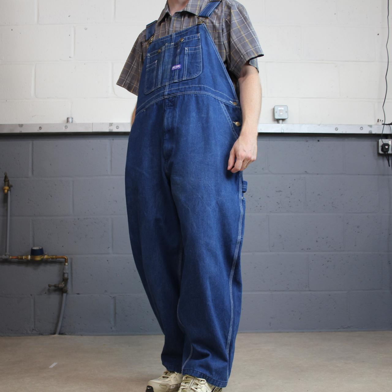Vintage denim dungarees 00s big smith overalls blue Patch logo and adjustable straps