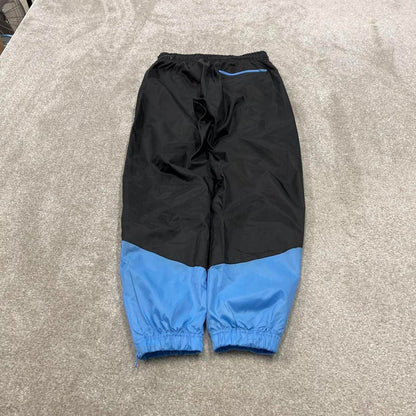 Y2k loose Nike tracksuit bottoms black Loose lined embroidered two tone track pants