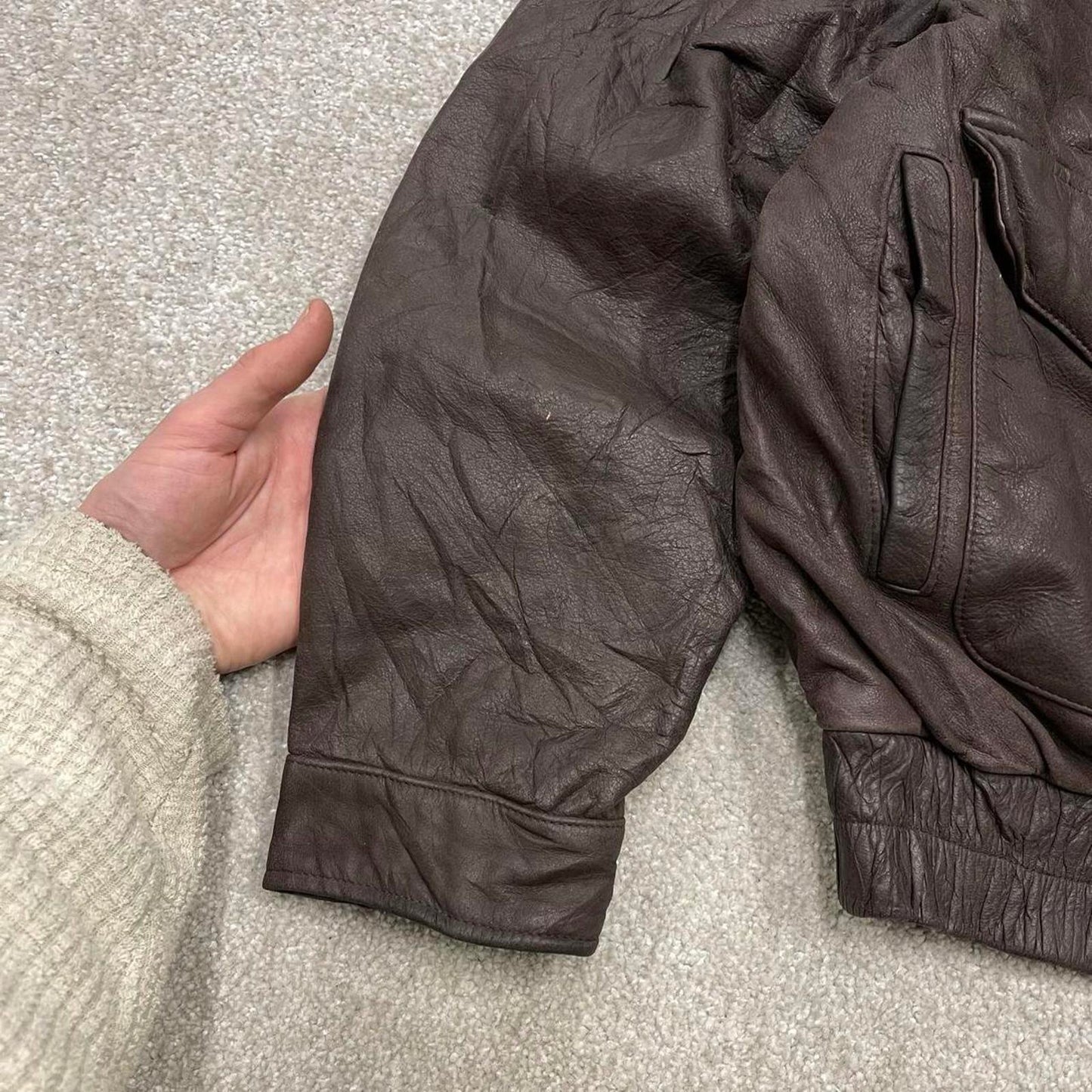 Vintage G3 leather flight aviator bomber jacket brown G-III boxy genuine leather coat