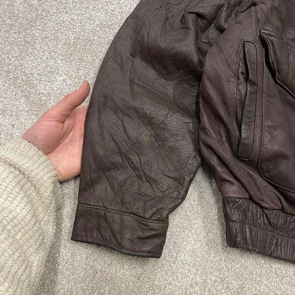 Vintage G3 leather flight aviator bomber jacket brown G-III boxy genuine leather coat