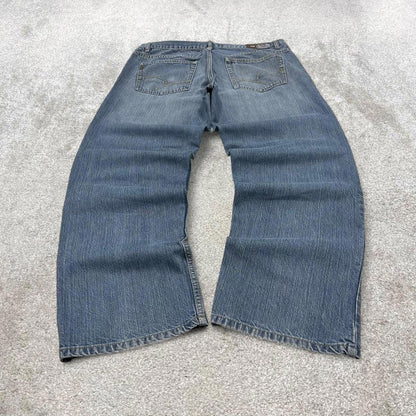 Vintage blue Paco jeans W36L32 loose baggy denim y2k style skater jeans waist patch stitch designs