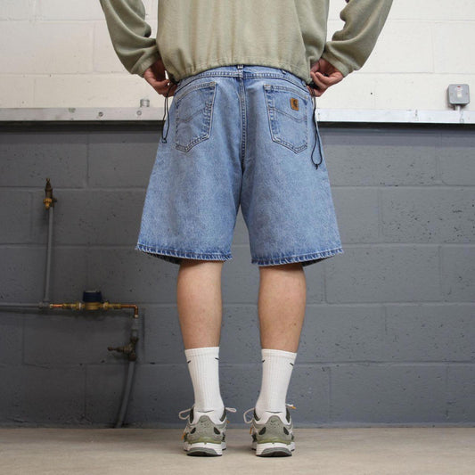 Vintage 90s Carhartt denim shorts skater style blue Loose leg denim summer festival jorts