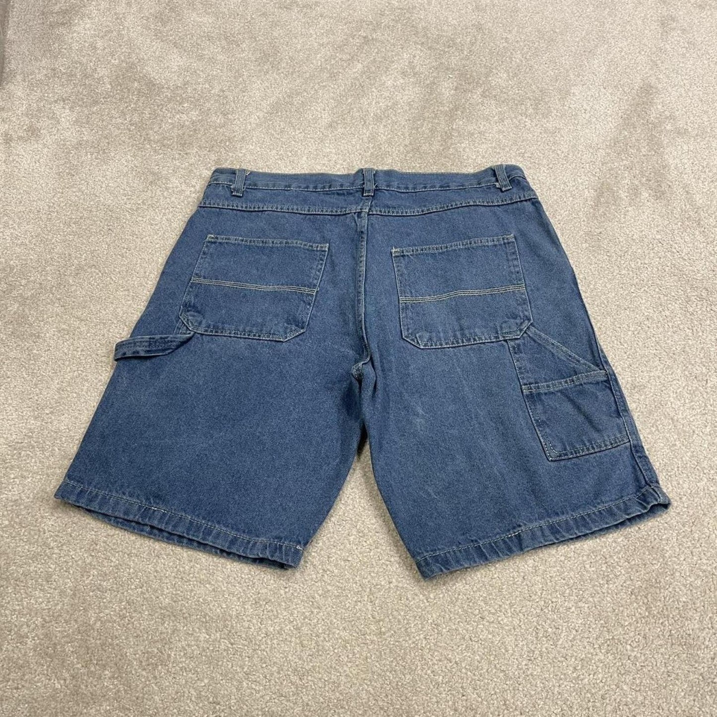 Baggy denim carpenter shorts cargo blue Open Trails skater style surf jorts