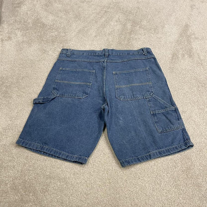 Baggy denim carpenter shorts cargo blue Open Trails skater style surf jorts