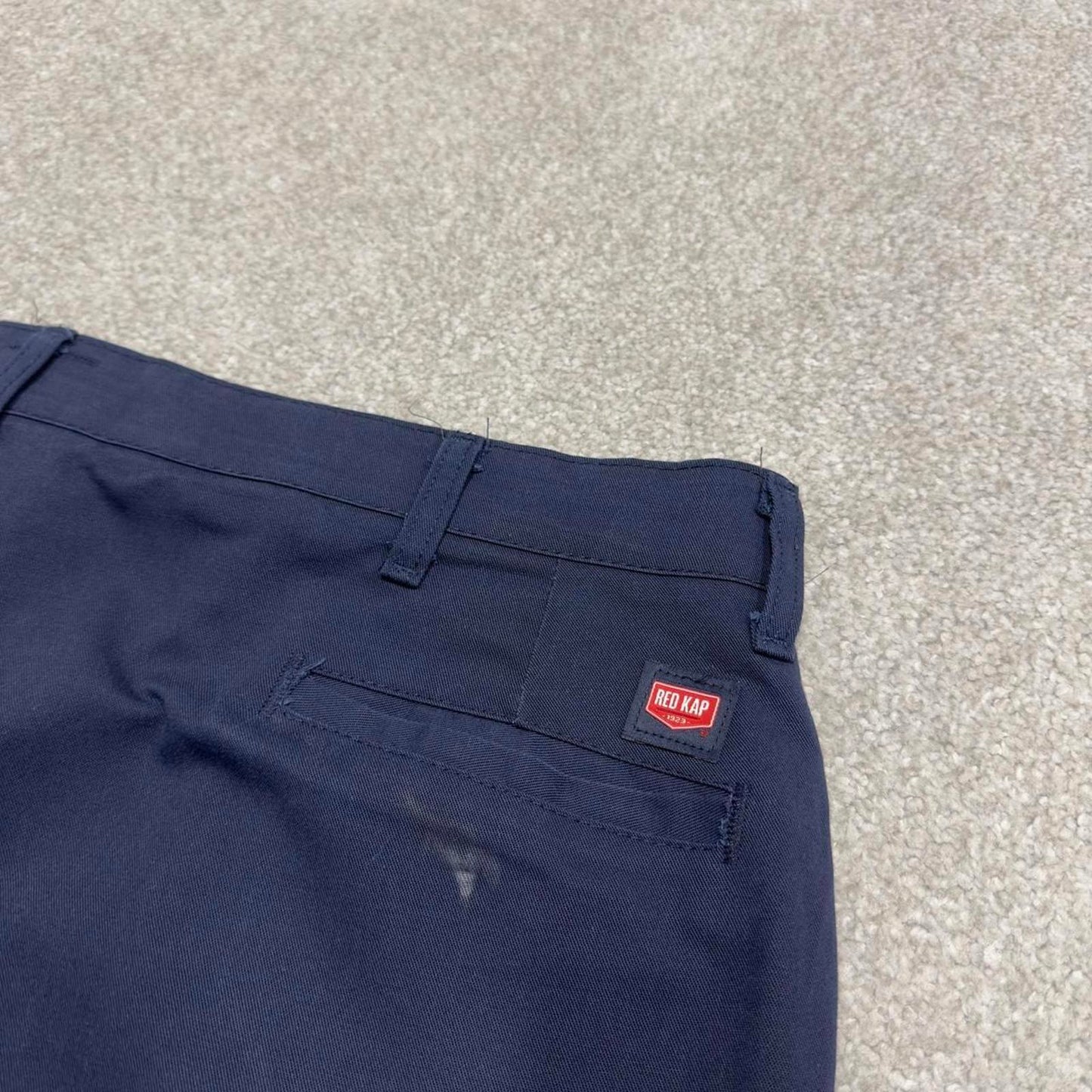 Y2k baggy work pants wide-leg navy Chino style skate trousers Red Kap workwear patch logo