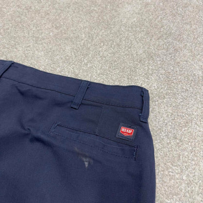 Y2k baggy work pants wide-leg navy Chino style skate trousers Red Kap workwear patch logo