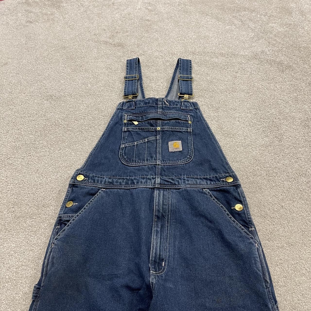 Carhartt denim dungarees y2k blue overalls Loose festival / skate wear bib & brace utility workwear