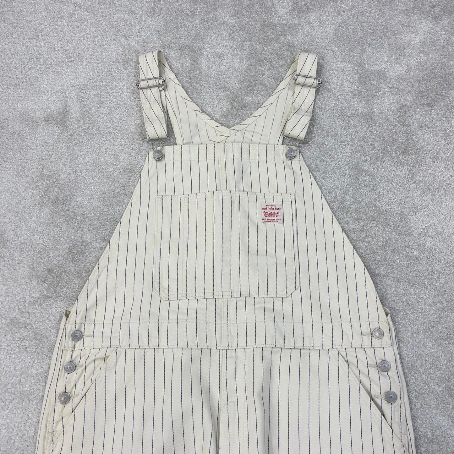 Vintage Levis dungarees XL W40L31 Beige Striped mens denim overalls