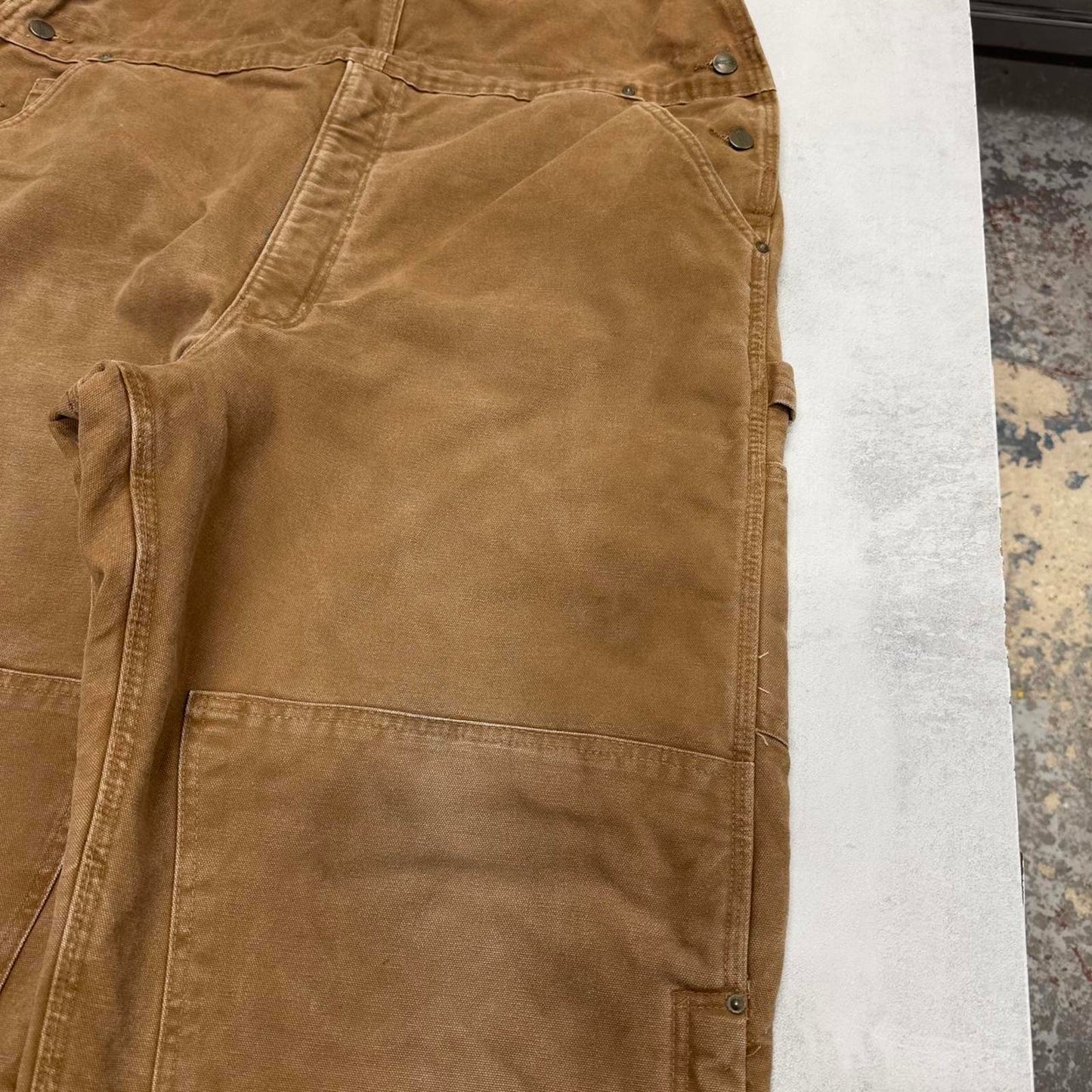 Vintage Carhartt dungarees W44L40 mens canvas overalls tan utility worker