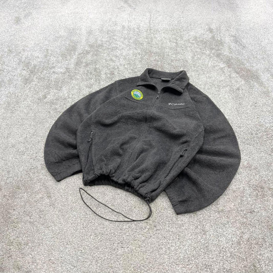 00s Columbia technical fleece M men's grey full zip up y2k style autumn adjustable waist