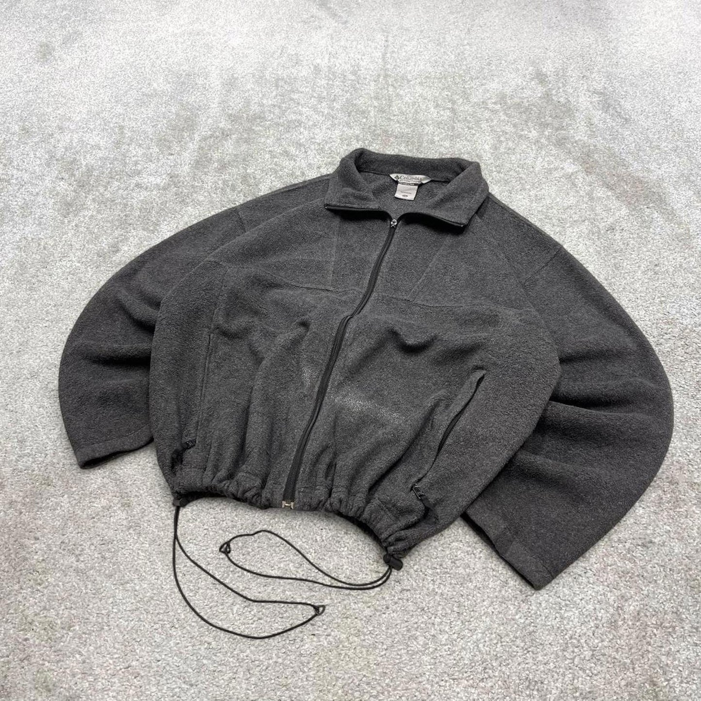 Grey Columbia technical fleece XXL men's y2k style full zip up autumn adjustable waist