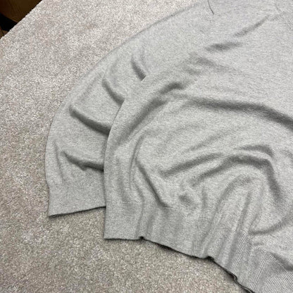 Vintage Y2K Nautica v neck knit sweater jumper grey Embroidered logo knitted pullover