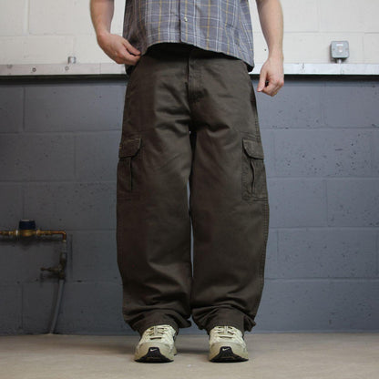 Wrangler baggy cargo pants y2k brown W34L32 Loose fit 100% cotton skater work pants