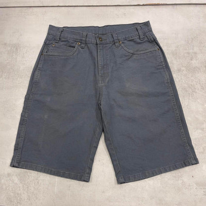 Mens Dickies carpenter shorts W32 navy grey canvas skater style jorts
