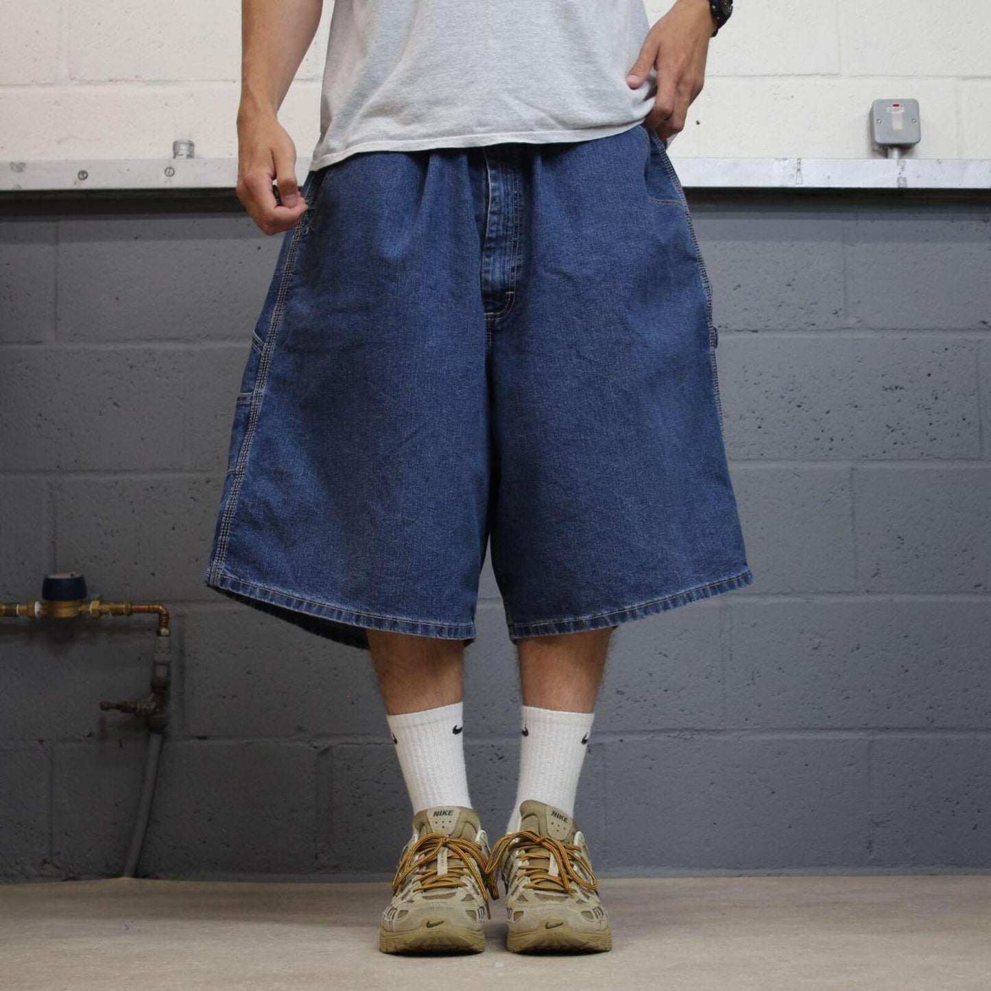 Lee baggy carpenter shorts cargo blue Loose leg workwear skater jorts