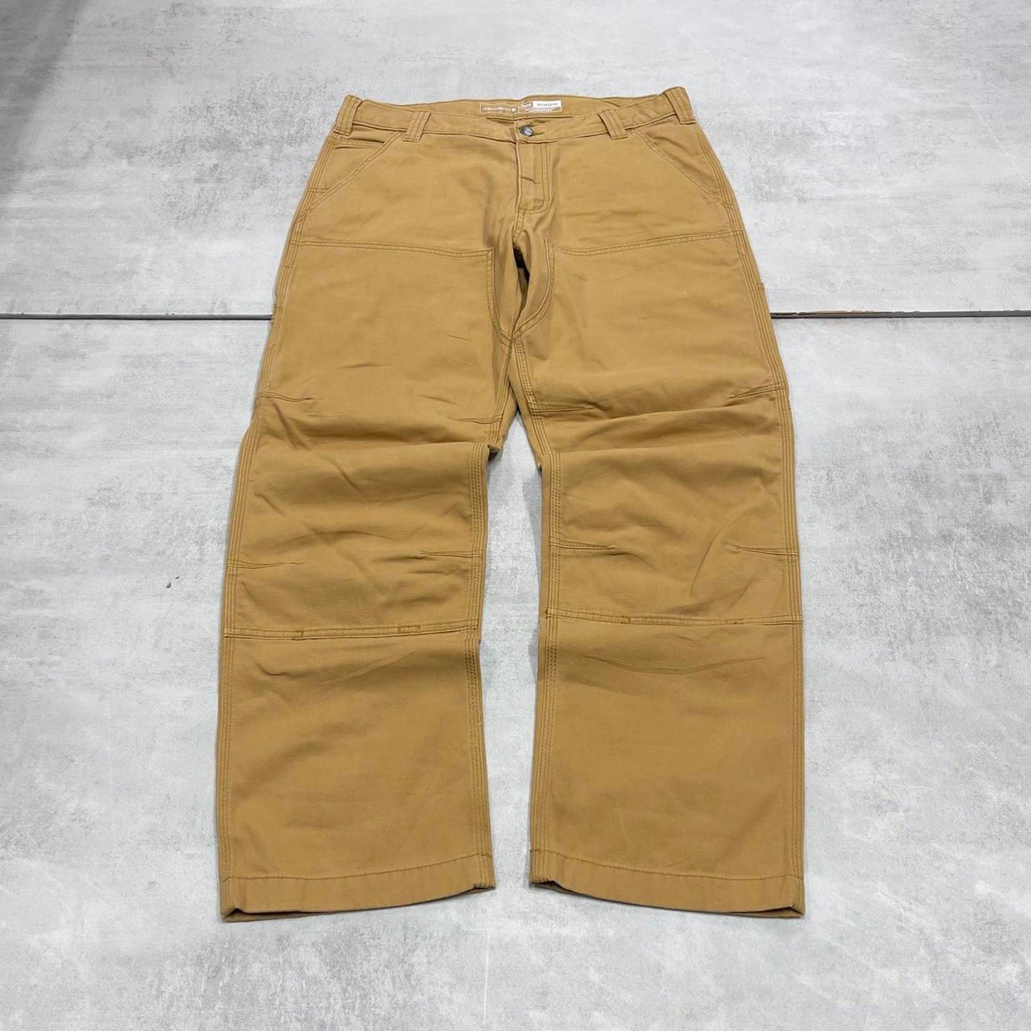 Carhartt double knee carpenter pants W35 L30 Mens tan relaxed 90s style cargos