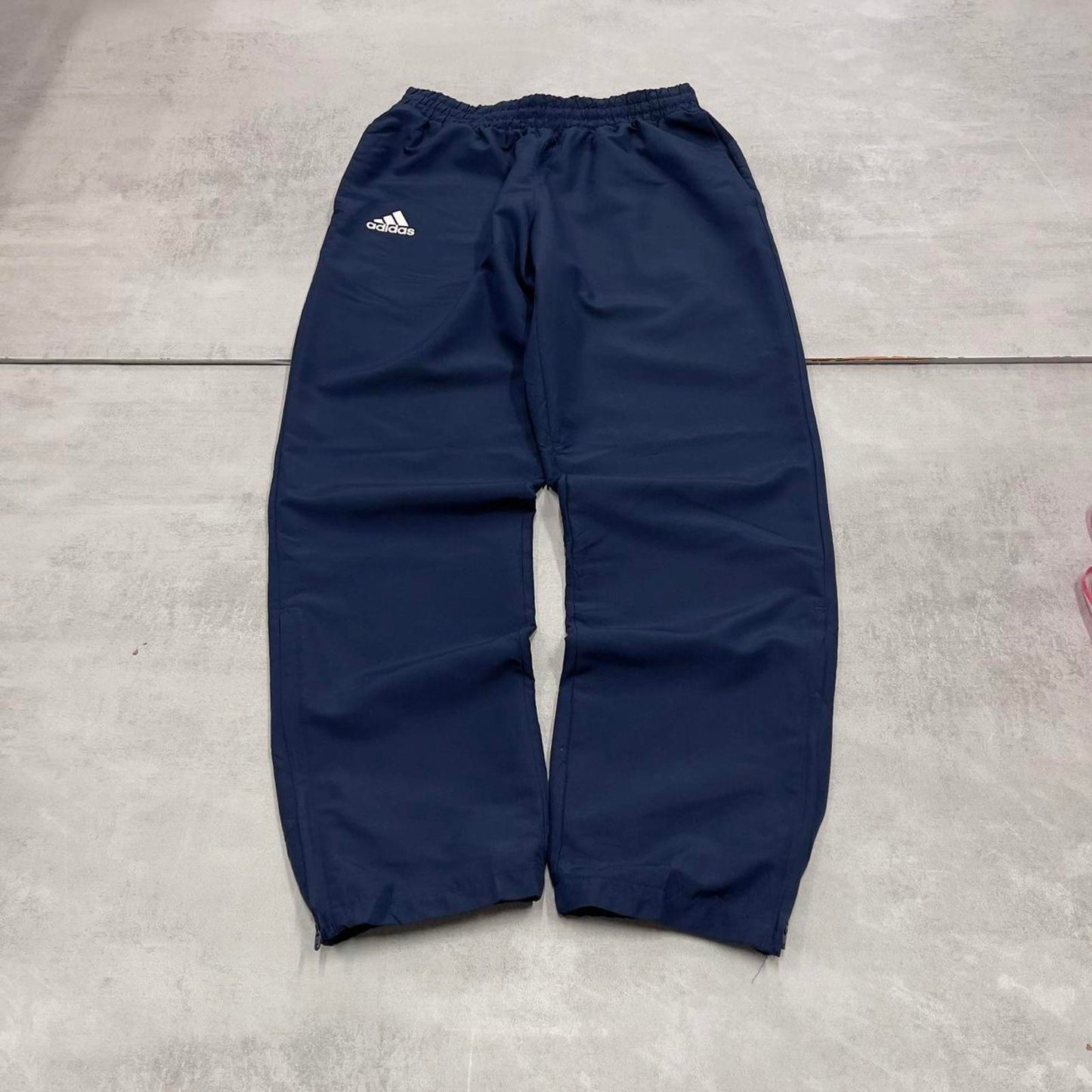Navy Adidas trackies M y2k style sportswear track pants print logo