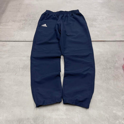 Navy Adidas trackies M y2k style sportswear track pants print logo