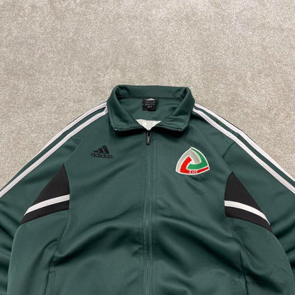 Y2k 00s Adidas track jacket M men's athletic style green full zip track suit top technical sporty
