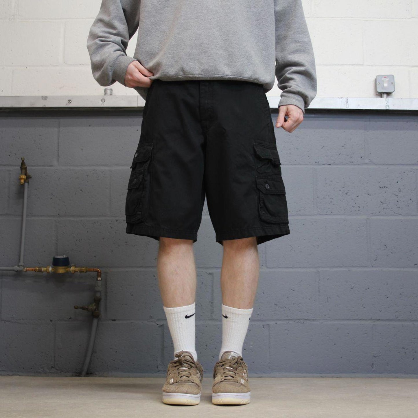 Y2k baggy Lee cargo shorts skater style black Loose chino summer festival shorts
