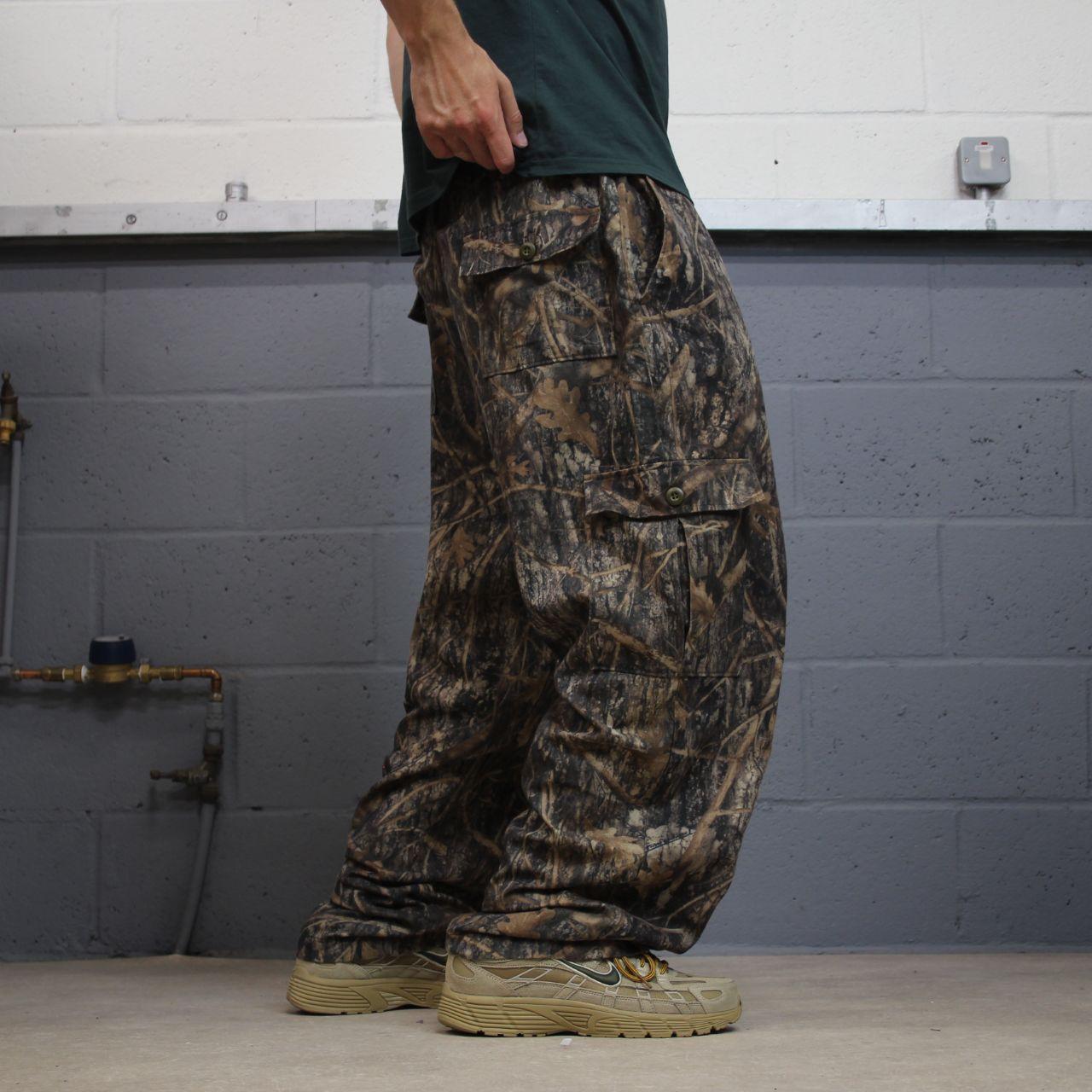 Vintage baggy camo cargo pants brown Loose leg True Timber camouflage Y2K hunting trousers