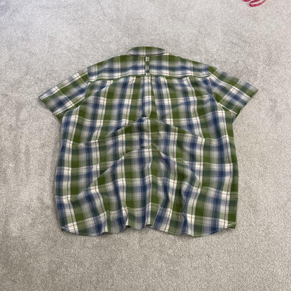 North Face checkered short sleeve shirt green TNF Festival style surf check shirt