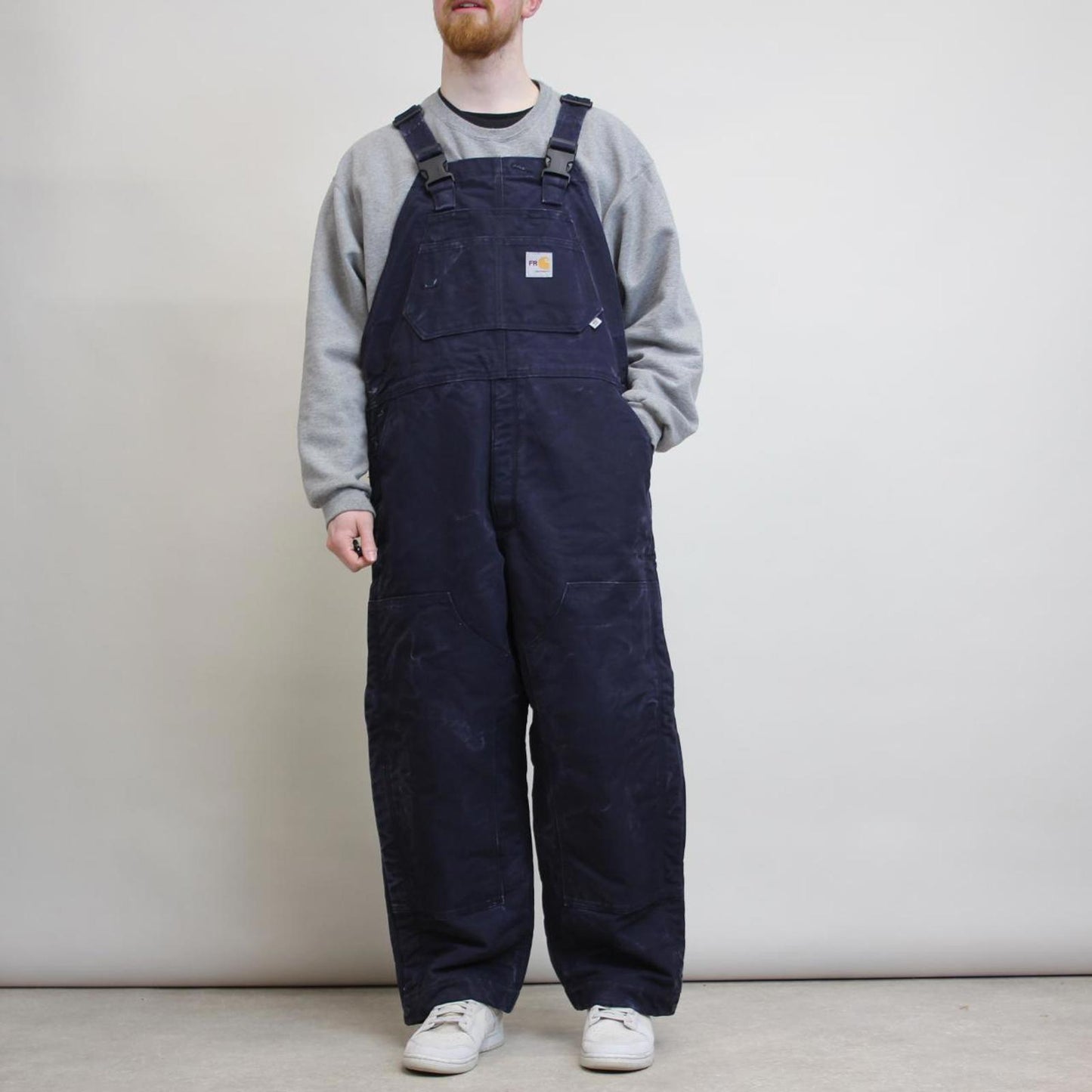 Carhartt FR overalls W36 L28 navy baggy canvas padded carpenter dungarees