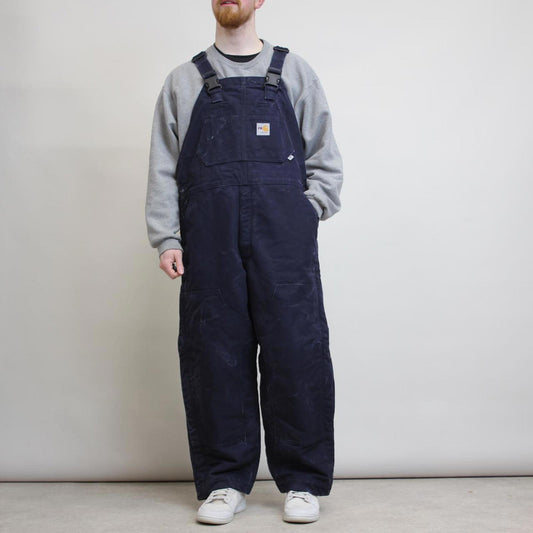 Carhartt FR overalls W36 L28 navy baggy canvas padded carpenter dungarees