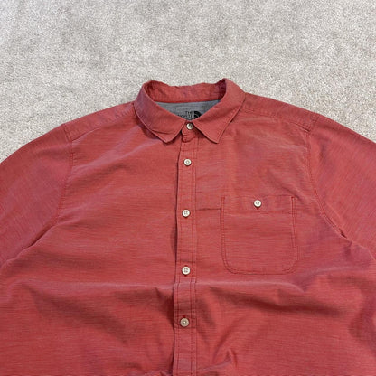 North face short sleeve shirt y2k salmon pink TNF surf style festival button down summer shirt