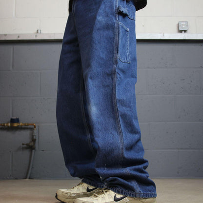 Baggy Carhartt carpenter jeans y2k W34L32 blue skater style workwear utility denim cargos