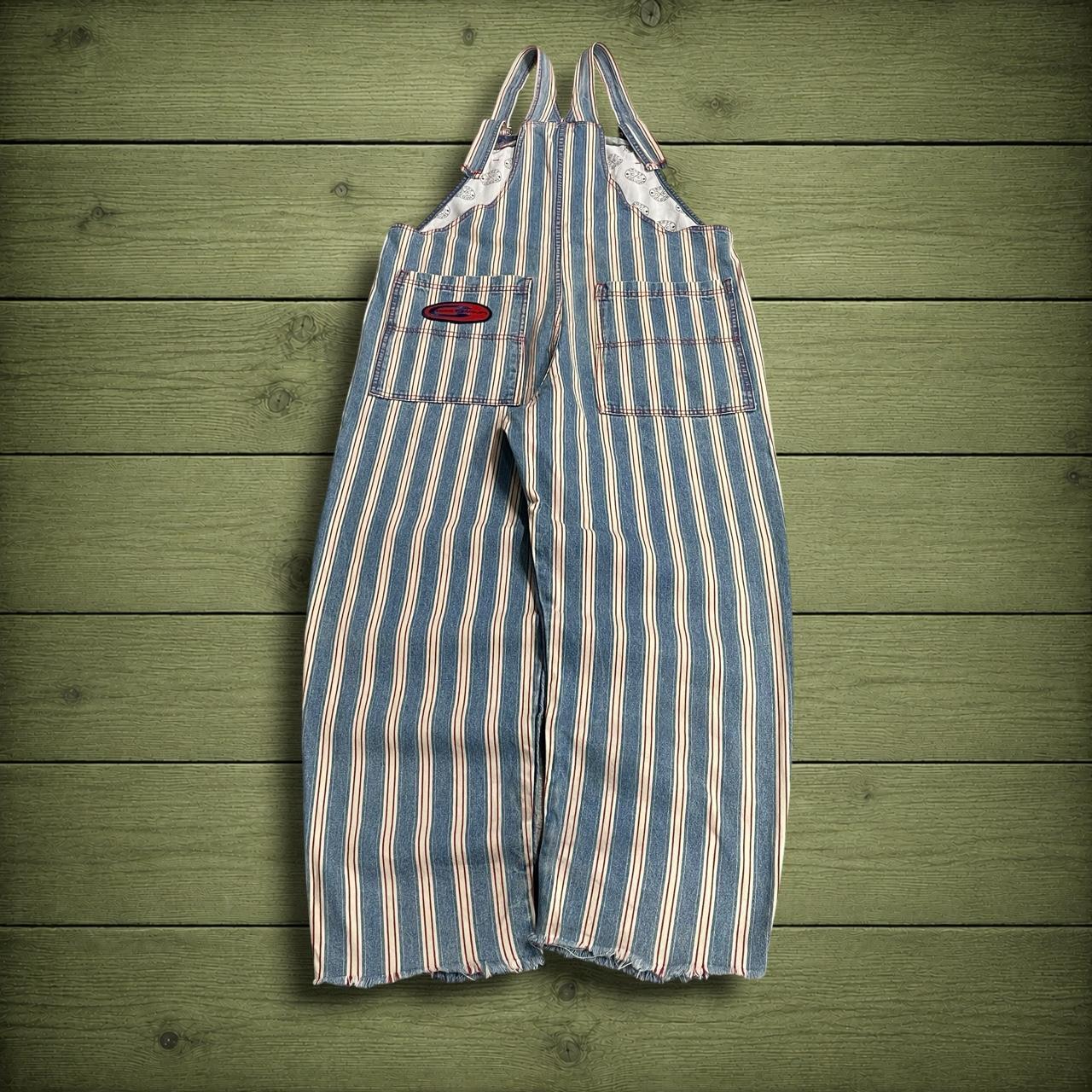 Vintage Cross Colours striped denim dungarees y2k USA made denim hip hop overalls festival