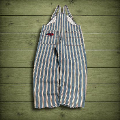 Vintage Cross Colours striped denim dungarees y2k USA made denim hip hop overalls festival