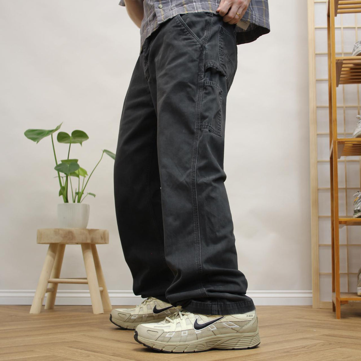 Black Carhartt carpenter pants y2k relaxed fit Loose utility workwear skate cargo trousers