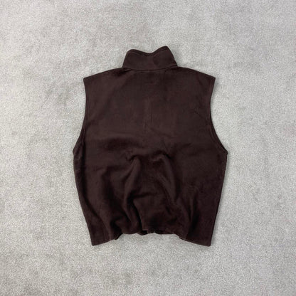 Y2K Columbia technical fleece gilet XL brown men’s zip up embroidered logo