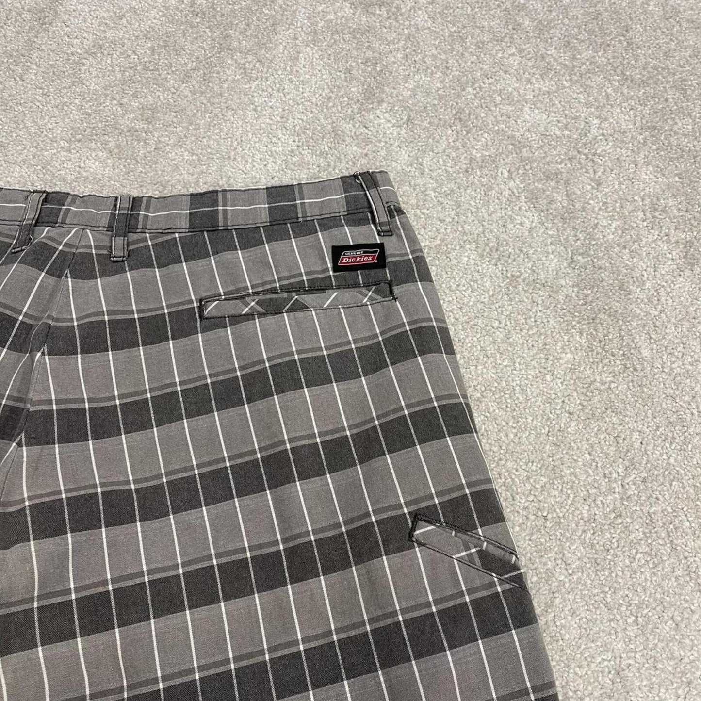 Dickies baggy checkered shorts carpenter grey Chino check surf shorts long leg festival