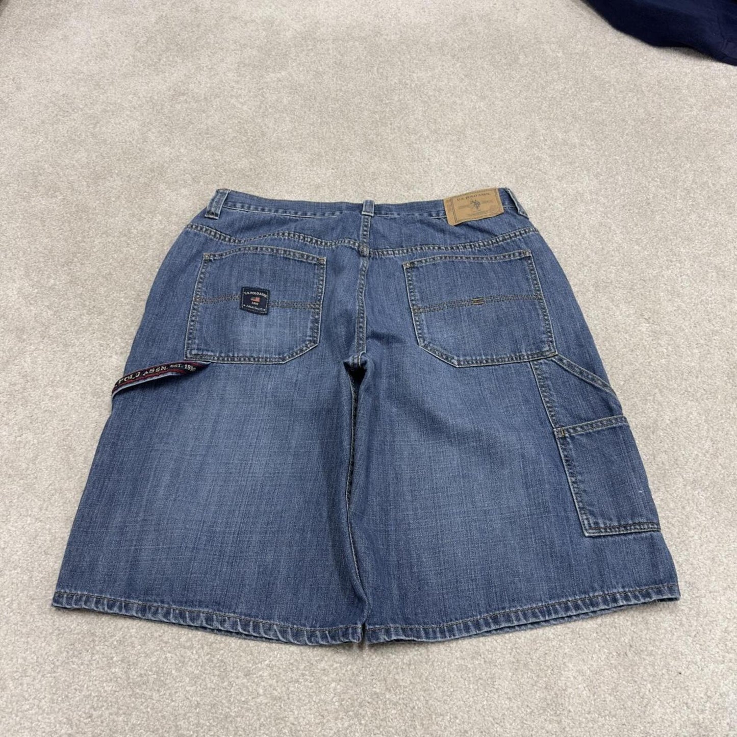 Baggy carpenter shorts skater style blue U.S. POLO ASSN loose leg summer festival shorts