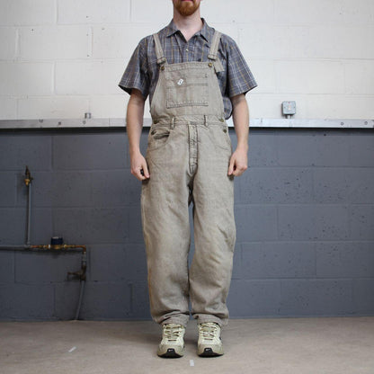 Vintage GUESS dungarees 00s denim overalls faded brown