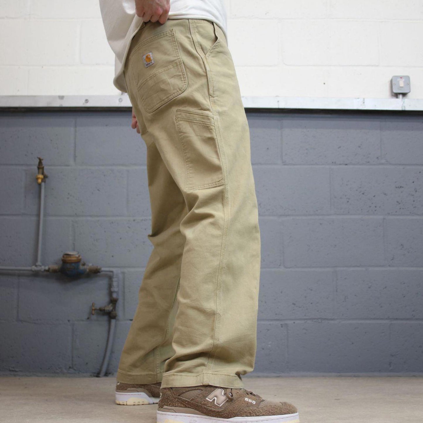 Mens Carhartt carpenter pants W36 L30 tan relaxed 90s style cargos