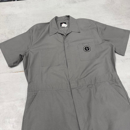 00s Dickies boiler suit coveralls XL Grey baggy twill style short sleeve jumpsuit mechanic
