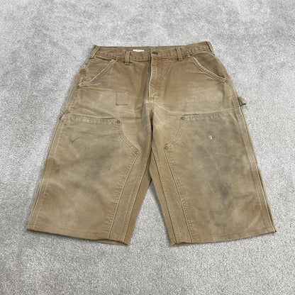 Carhartt carpenter shorts double knee tan Long canvas skater style cargo work jorts