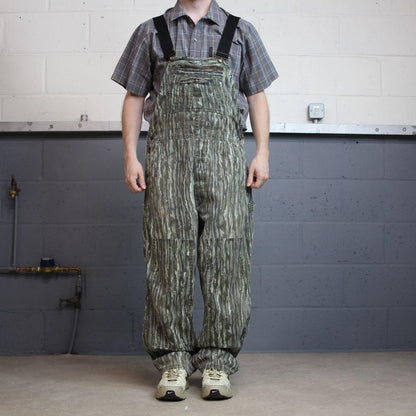 Liberty camo dungarees loose fit green Vintage Realtree camouflage bib & brace overalls double knees