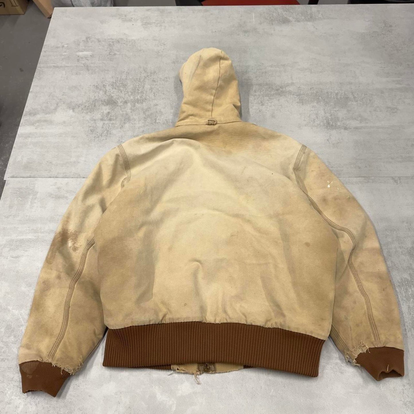 Vintage Carhartt hooded active jacket Small tan canvas 90s style mesh lined active