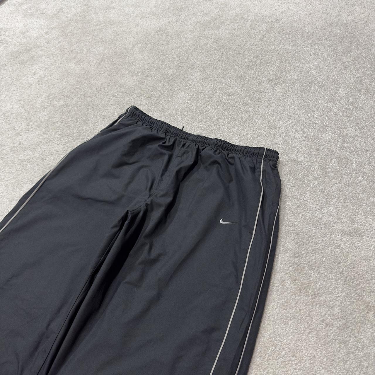 Y2K Nike baggy tracksuit bottoms black L Loose track pants embroidered logos drawstring