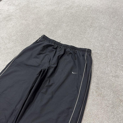 Y2K Nike baggy tracksuit bottoms black L Loose track pants embroidered logos drawstring