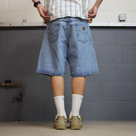 Vintage Carhartt denim shorts y2k blue Loose fit skater style denim surf jorts