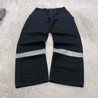 Vintage baggy Carhartt carpenter jeans black 90s skater style W36L34 flannel lined carpenters