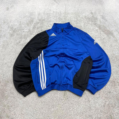 Vintage Adidas track jacket Medium men's y2k 00s style blue funky sports tracksuit