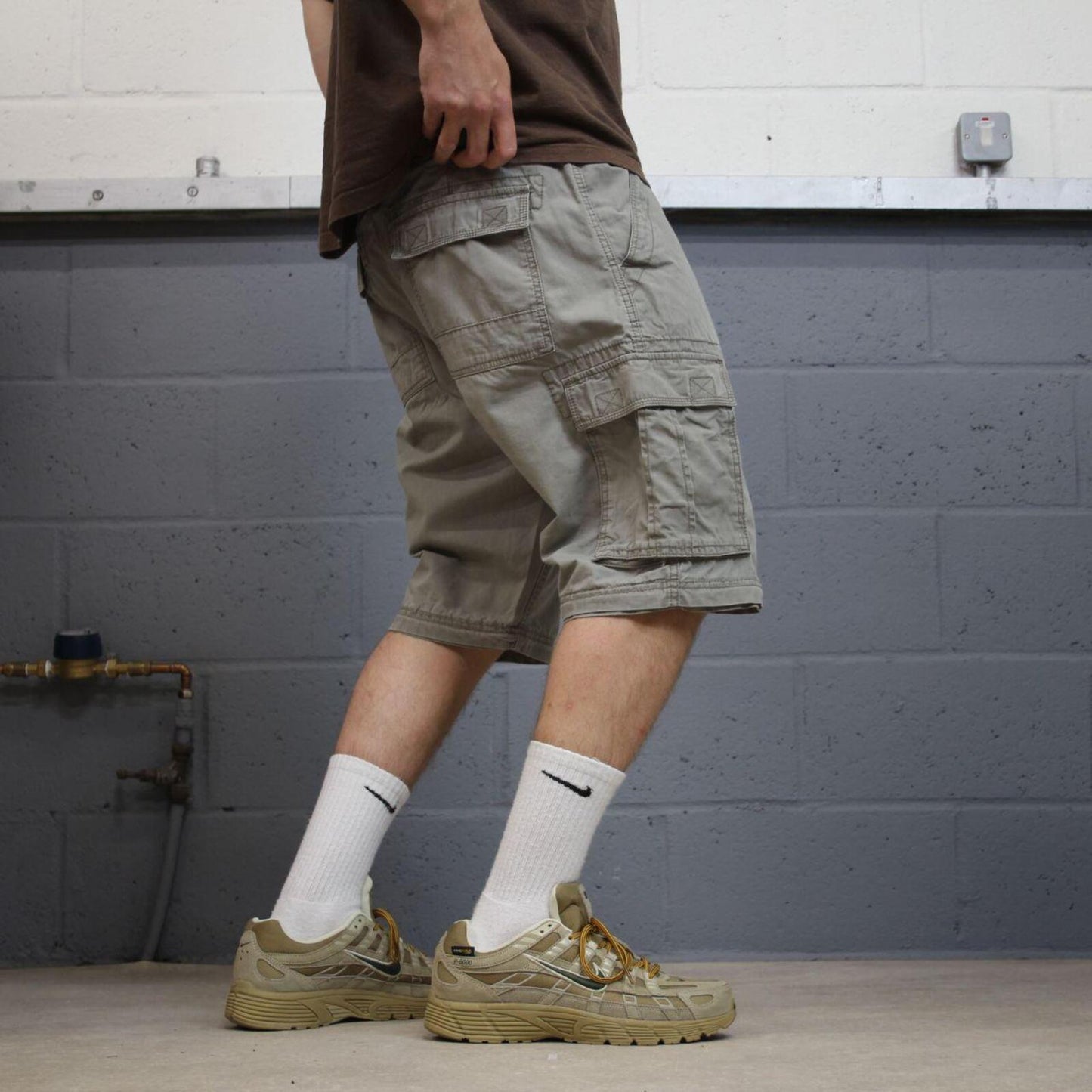 Y2K cargo shorts loose grey Loose leg utility shorts summer festival